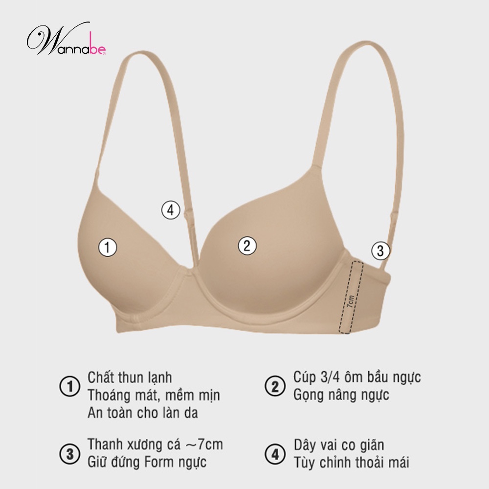 Áo ngực mút mỏng cao cấp Wannabe ANT09 form chuẩn ôm ngực tạo khuôn ngực đầy đặn