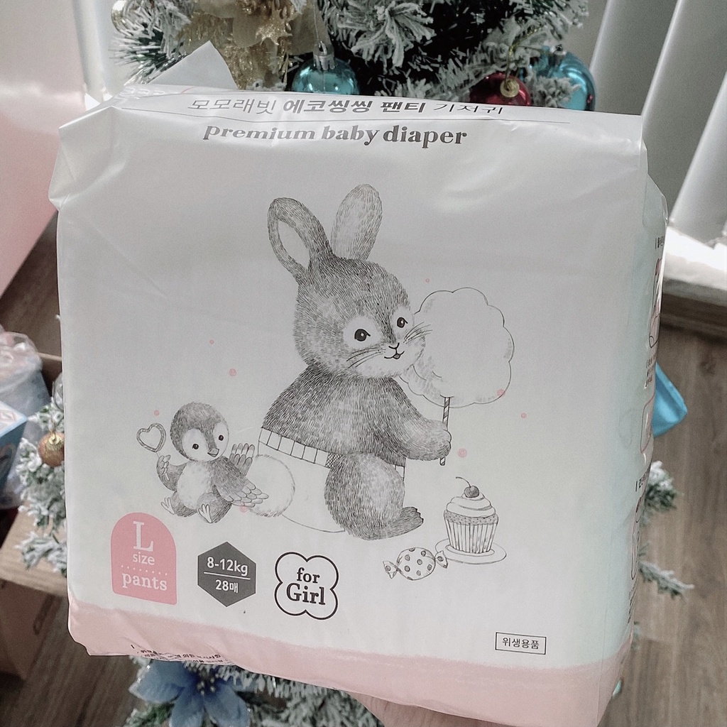 Bỉm Momo Rabbit nội địa Hàn Quốc dán/quần đủ size S36/M32/L30/XL28/L28/XL22/XXL18