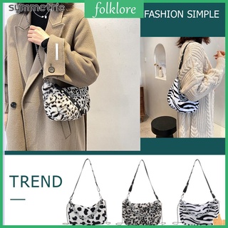 (Hàng Có Sẵn) Túi Lông Đeo Dưới Cánh Tay Họa Tiết Động Vật Cho Nữ