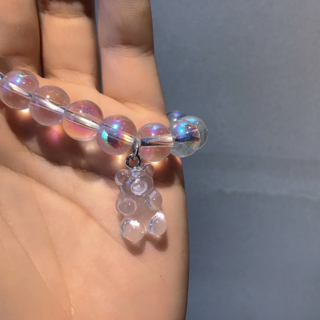 Vòng tay chuỗi hạt pha lê mặt hình gấu phong cách Hàn Quốc cho cặp đôi 22645