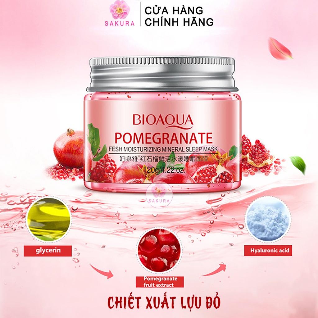 Hộp mặt nạ ngủ BIOAQUA Mask dưỡng ẩm mịn da chiết xuất hoa quả chống lão hoá nội địa trung SAKURA 120g