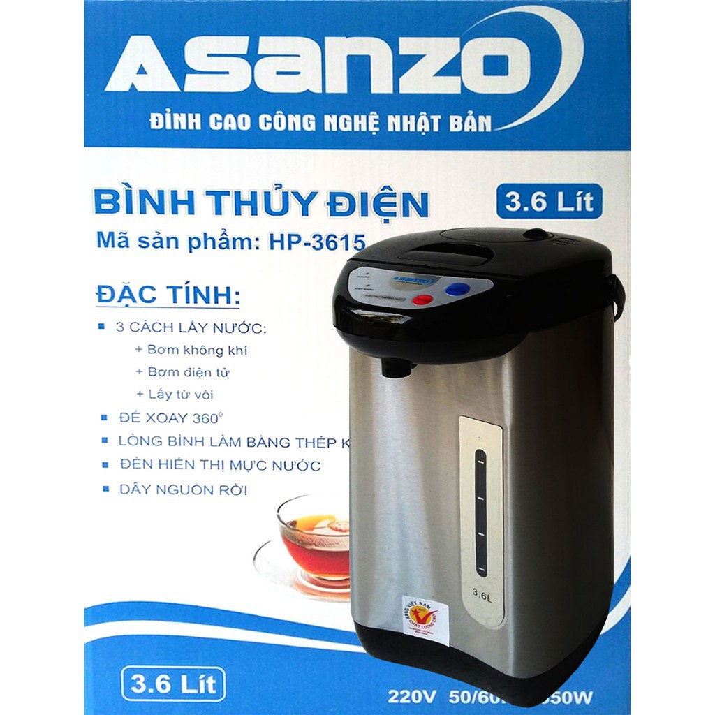Bình thủy điện thông minh Asanzo HP-3615  - Hàng Chính Hãng