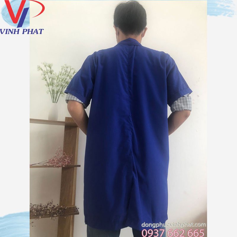 Áo blouse xanh, áo Blu nam nữ tay ngắn, Áo Tạp Vụ Công Nhân Hái Trà Lao Công Bệnh Viện
