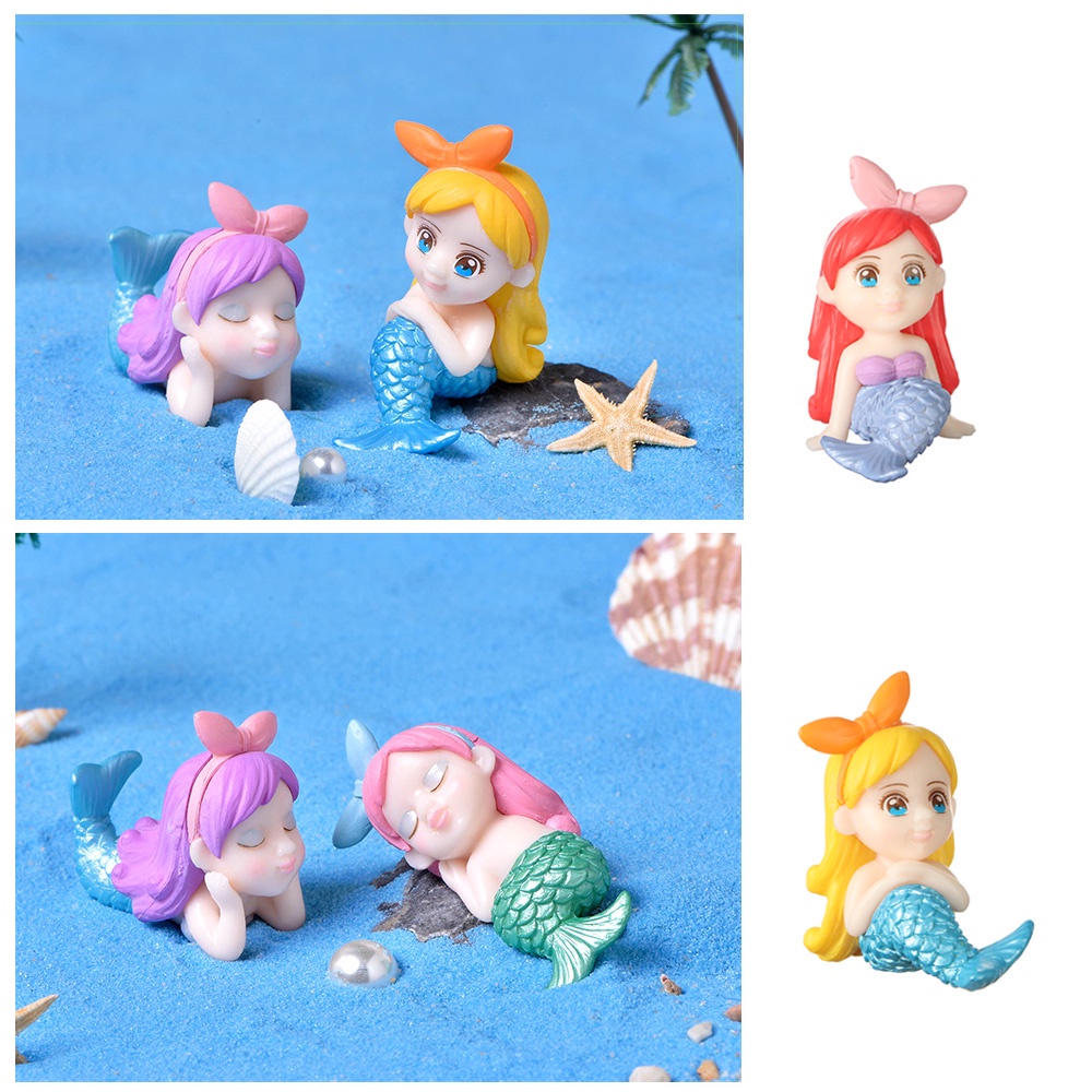 Đồ trang trí Nàng Tiên Cá Thu Nhỏ Nhiều Màu Sắc Dùng Trang Trí Tiểu Cảnh Sân Vườn DIY