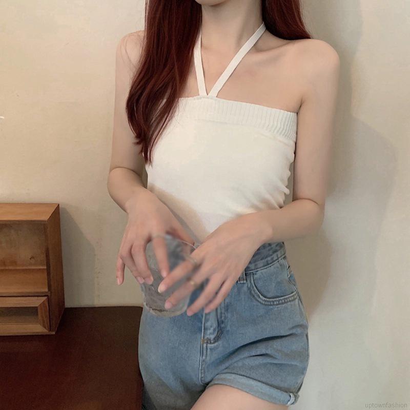 Áo Hai Dây Cổ Yếm Dáng Ngắn Thời Trang Mùa Hè Cho Nữ