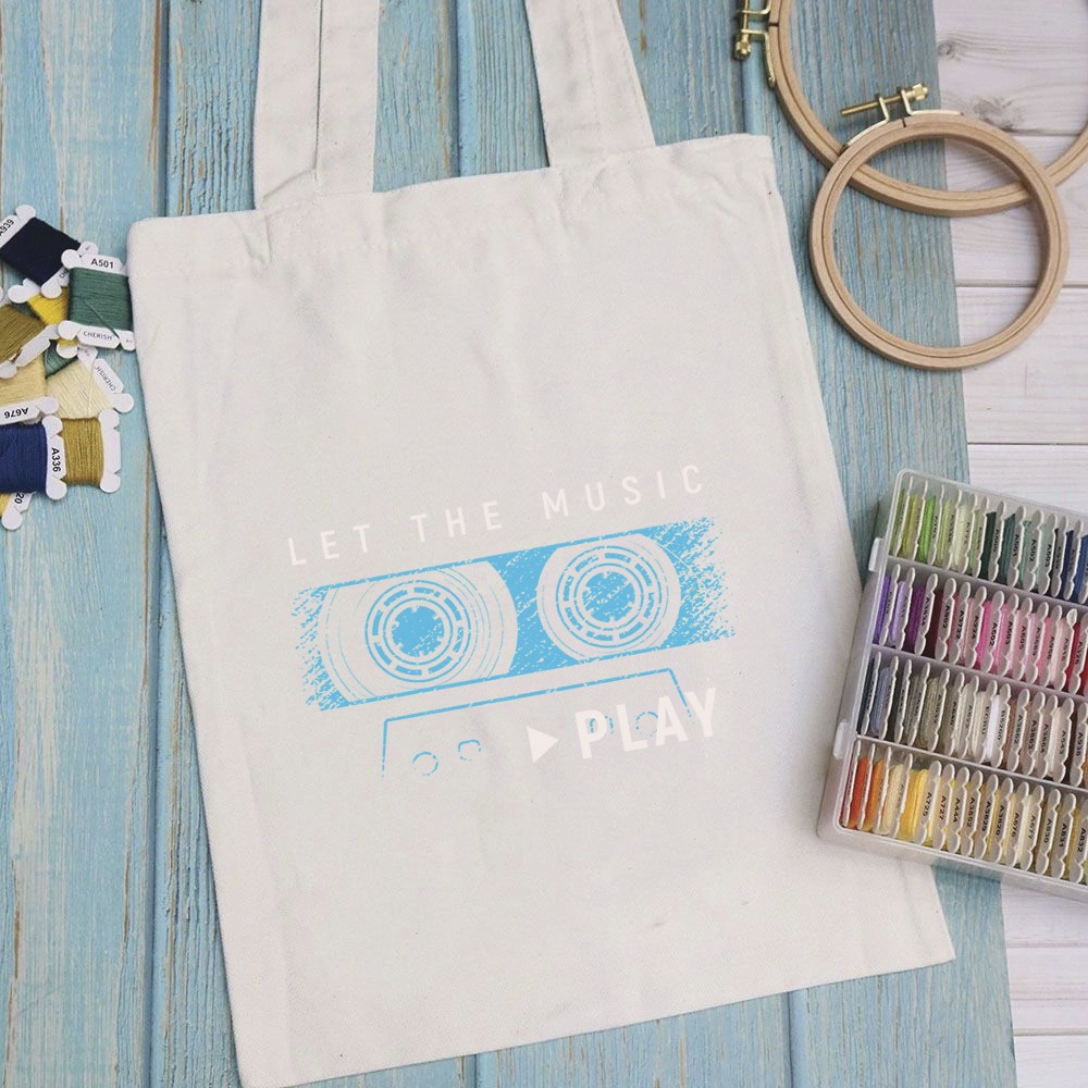 Túi vải túi Tote MUSIC - Mẫu 8 vải canvas dày đẹp cho nữ có khóa miệng đi học đi chơi. In hình theo yêu cầu