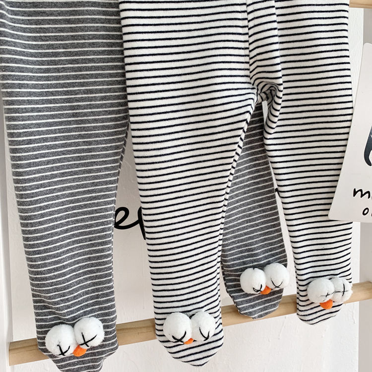 Quần legging cotton họa tiết sọc xinh xắn mềm mại cho bé