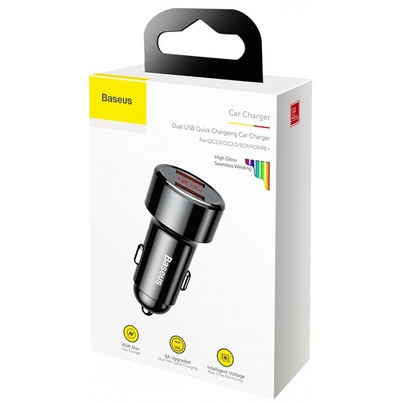 CHÍNH HÃNGBaseus trên ô tô Củ cốc Tẩu Sạc nhanh Hai Cổng Usb 45w Ccmlc20A-01 Xe Hơi ip 12 11 Xiaomi Samsung QC 4.0 3.0