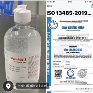 Gel rửa tay khô Gencide I 500ml