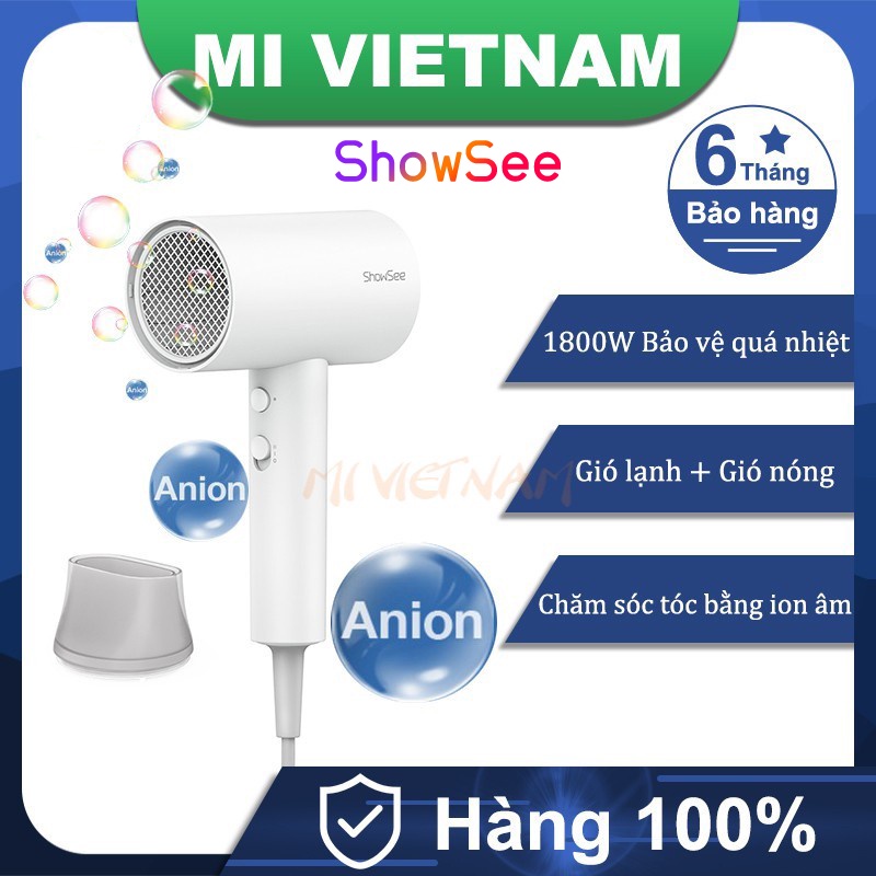 Máy sấy tóc bổ sung ion âm Xiaomi SHOWSEE A1 A4 A5 1800W cao cấp Chống Xù Rối Khô Tóc Bảo hành 6 tháng