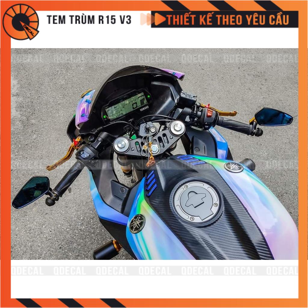 Tem trùm R15V3 Cầu vồng loang độc đáo decal 3 lớp in ấn thiết kế theo yêu cầu