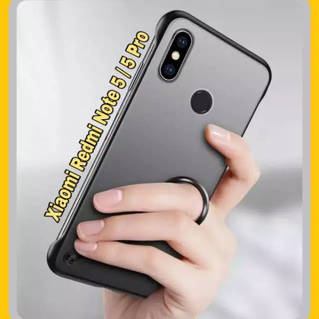 Ốp điện thoại cứng trong suốt mặt nhám không viền dọc kèm dây móc xỏ ngón cho Xiaomi REDMI NOTE 5 NOTE 5 PRO NOTE 3/3 PRO