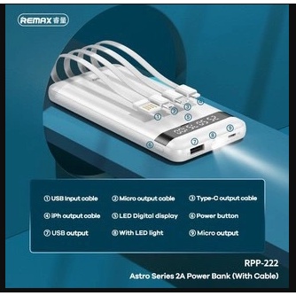 Pin sạc dự phòng Remax RPP222 - 10000mAh(kèm 4 dây sạc-dây sạc) Chính Hãng