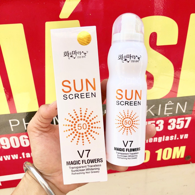 [GIÁ HUỶ DIỆT] Kem Chống Nắng Toàn Thân Dạng Xịt Sun Screen V7 Hàn Quốc 180ml – kem dưỡng trắng da body