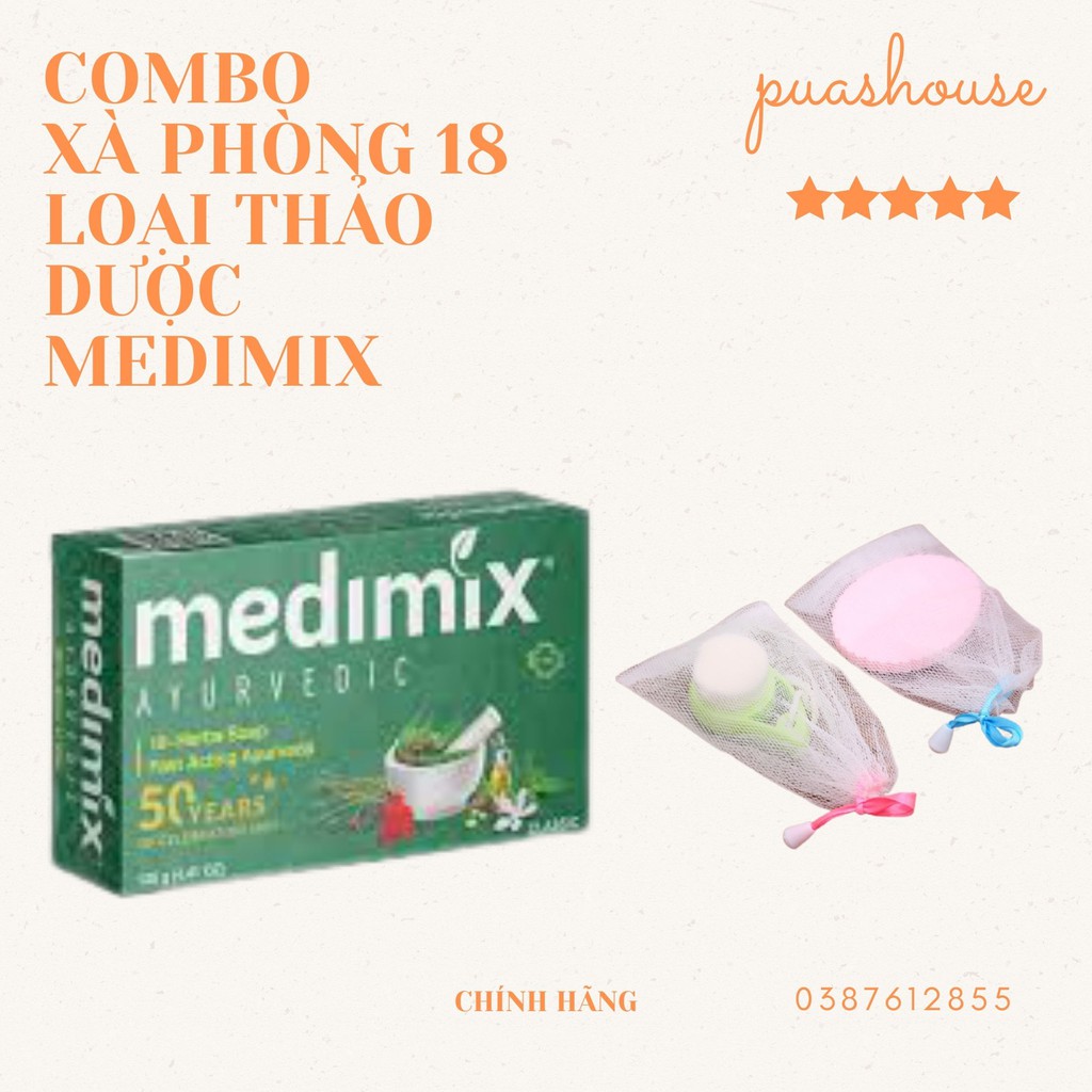 [CHÍNH HÃNG] COMBO XÀ PHÒNG MEDIMIX THẢO DƯỢC 18 HERBS 12G KÈM LƯỚI TẠO BỌT TIỆN DỤNG | BigBuy360 - bigbuy360.vn