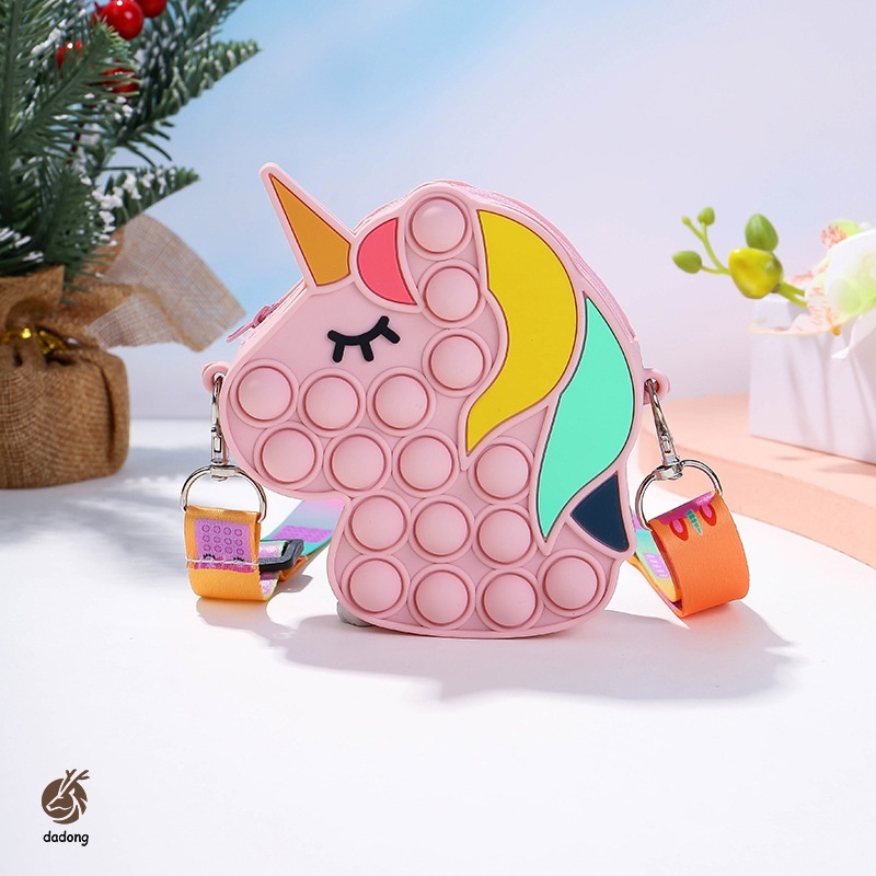 ⚡Giá thấp nhất⚡Pop It Fidget Rainbow Color Bubble Bag Toy Crossbody Bag Túi kỳ lân Giải tỏa căng thẳng