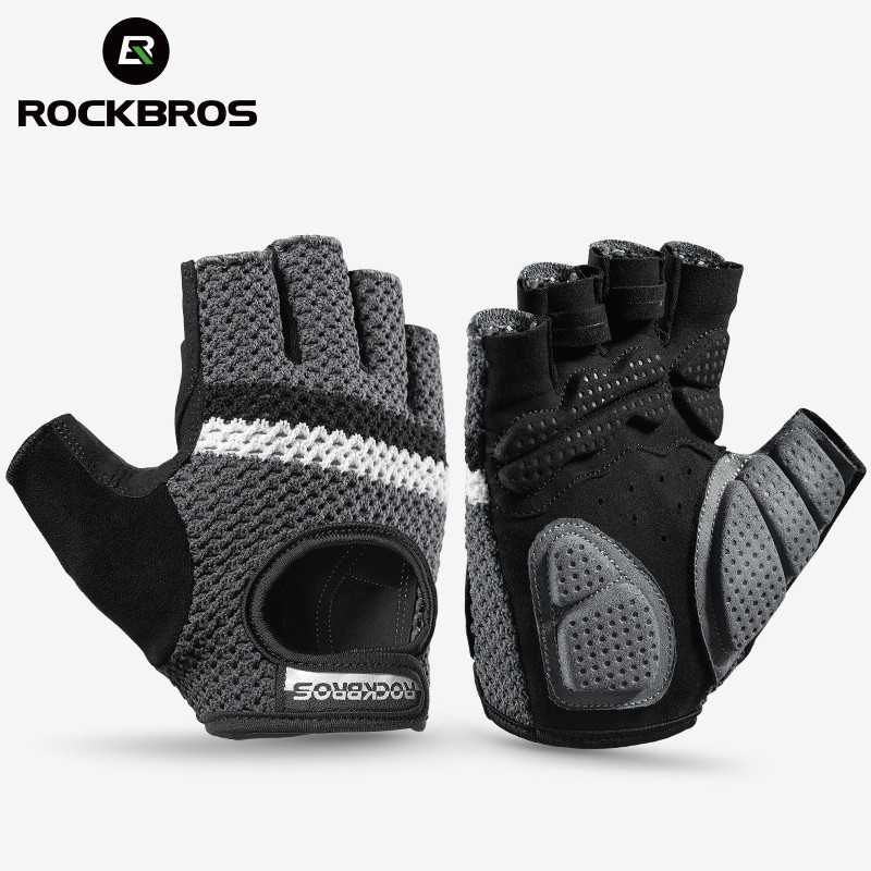 Găng tay hở ngón ROCKBROS chống sốc dùng khi lái xe mô tô