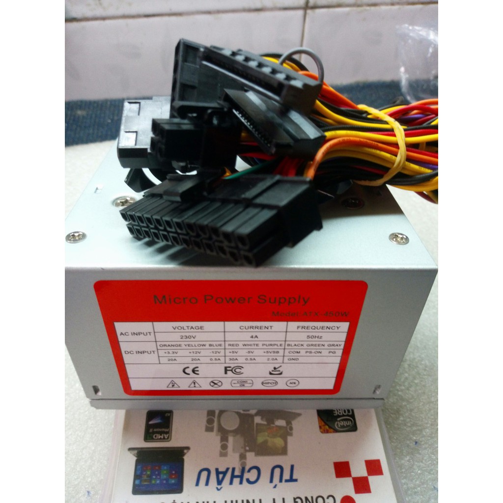 Nguồn máy tinh PC Power Micro ATX-450W (Kích thước nguồn: 12.5 X 10 X 6.3 Cm)  (Gắn cho thùng MINI)