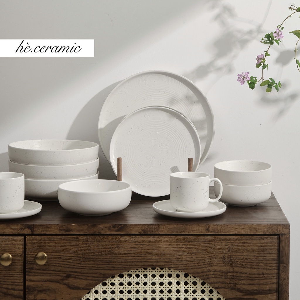 HÈ.CERAMIC / JIMCREA Bộ Bát Dĩa Gốm Bề Mặt Mờ Phong Cách Bắc Âu