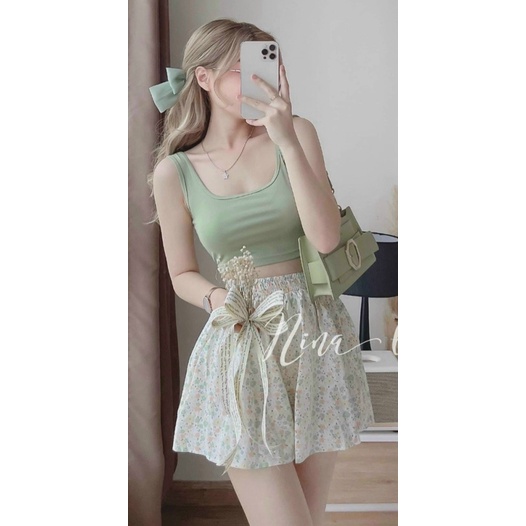 (FREE SHIP) XẢ HÀNG MÙA HÈ SÉT BỘ ÁO GÂN QUẦN LỤA HOA ĐI BIỂN MẶC NHÓM CỰC HOT PU