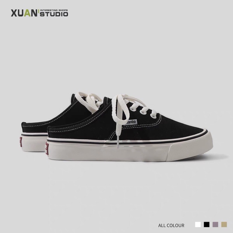 Giày đạp gót mule màu sắc tiện