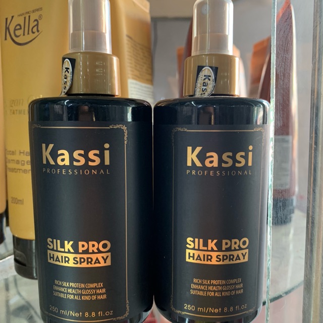 FREESHIP Sữa / Xịt nước dưỡng tóc Kassi 250ml Silk Pro Hair Spay [chính hãng ] cấp ẩm, phục hồi tóc nát , bảo vệ tóc