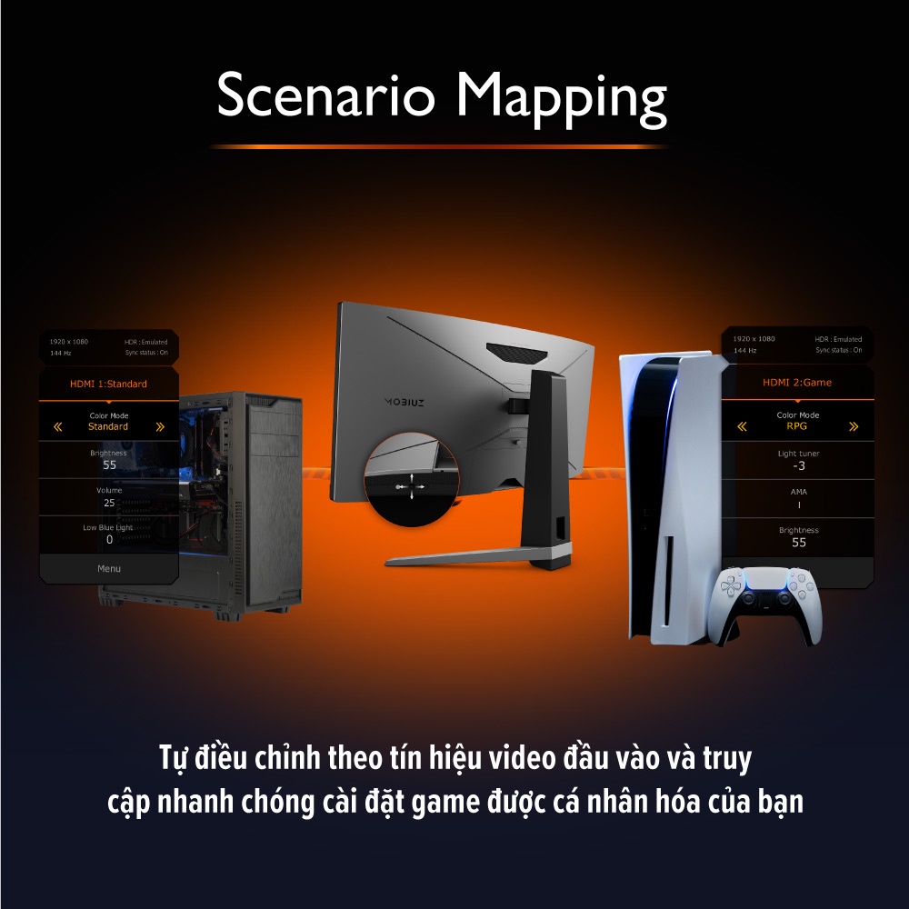 Màn hình cong gaming BenQ MOBIUZ EX3415R 34" QHD IPS 144Hz 1ms MRPT HDRi phù hợp PS5 Xbox