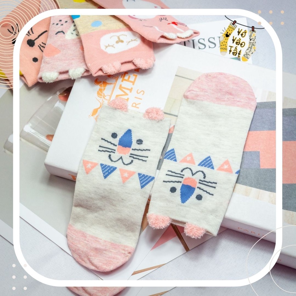 TẤT VỚ NỮ CỔ NGẮN THÚ CÓ TAI HỒNG