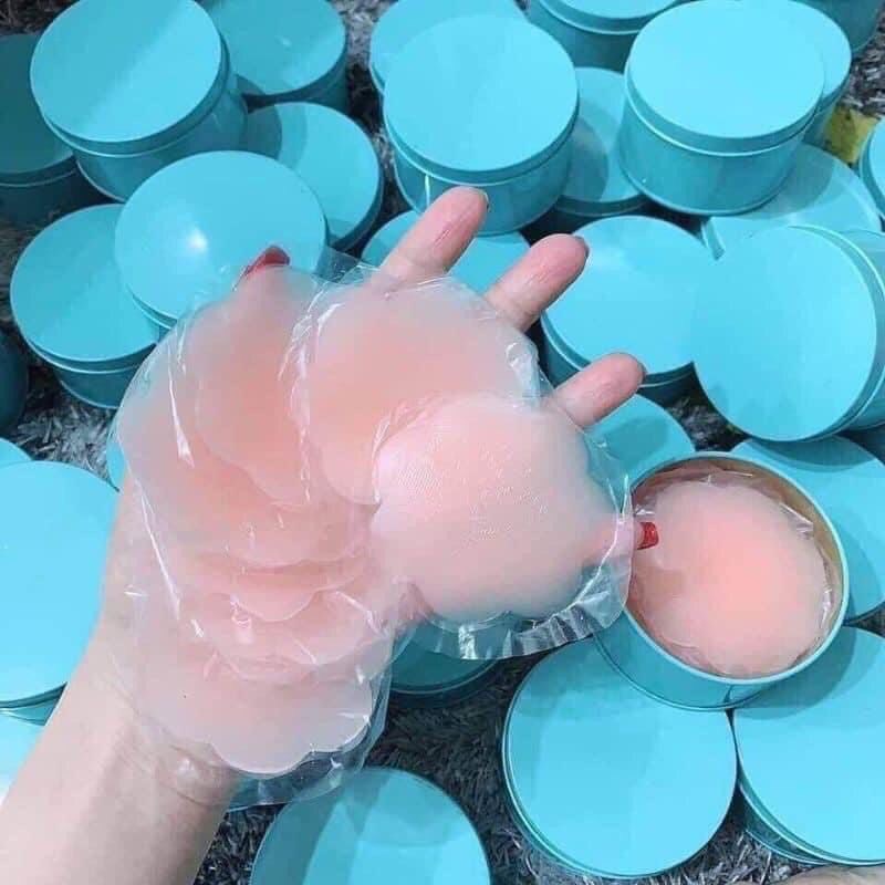 Hộp 10 miếng dán ngực silicon có lót đầu nhũ hoa, dán ngực silicon mềm mại dùng nhiều lần PK10