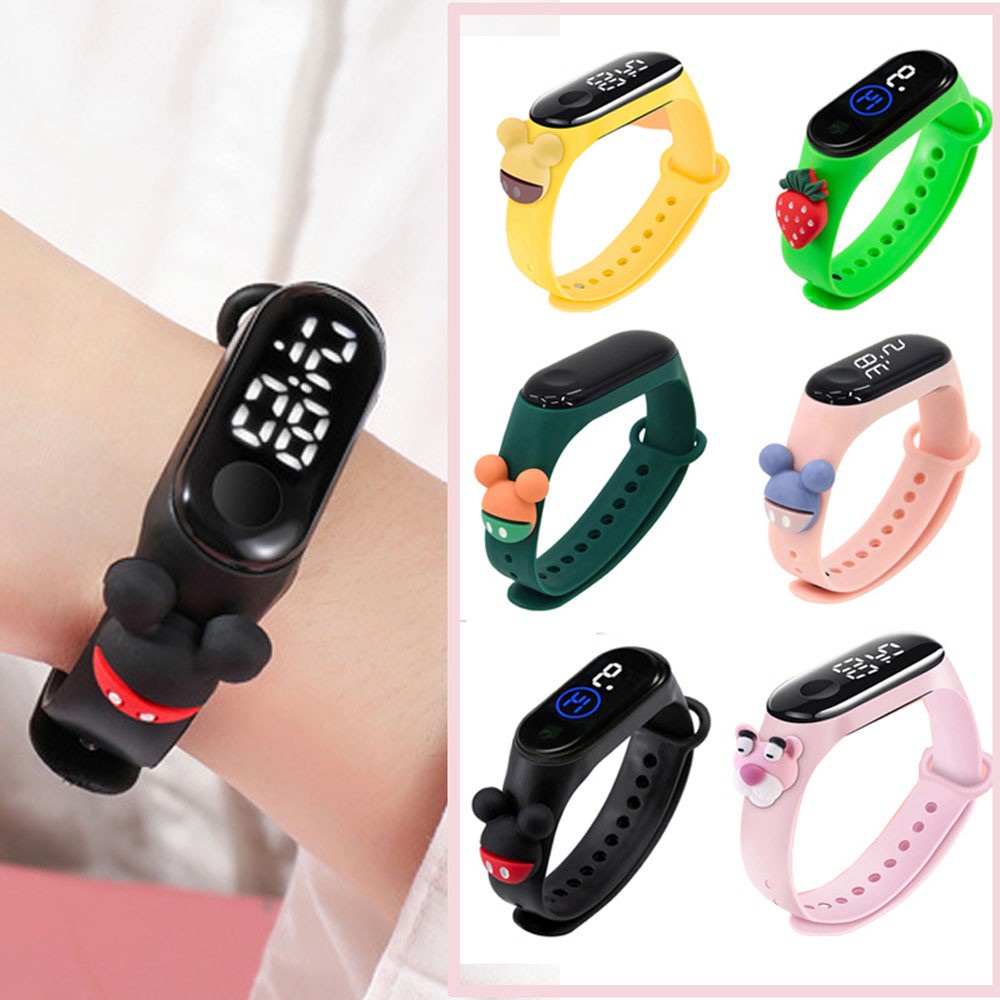 Đồng Hồ Đeo Tay Điện Tử Màn Hình LED  Phối Hoạ Tiết Đáng Yêu Tuỳ Chọn Cho Bé