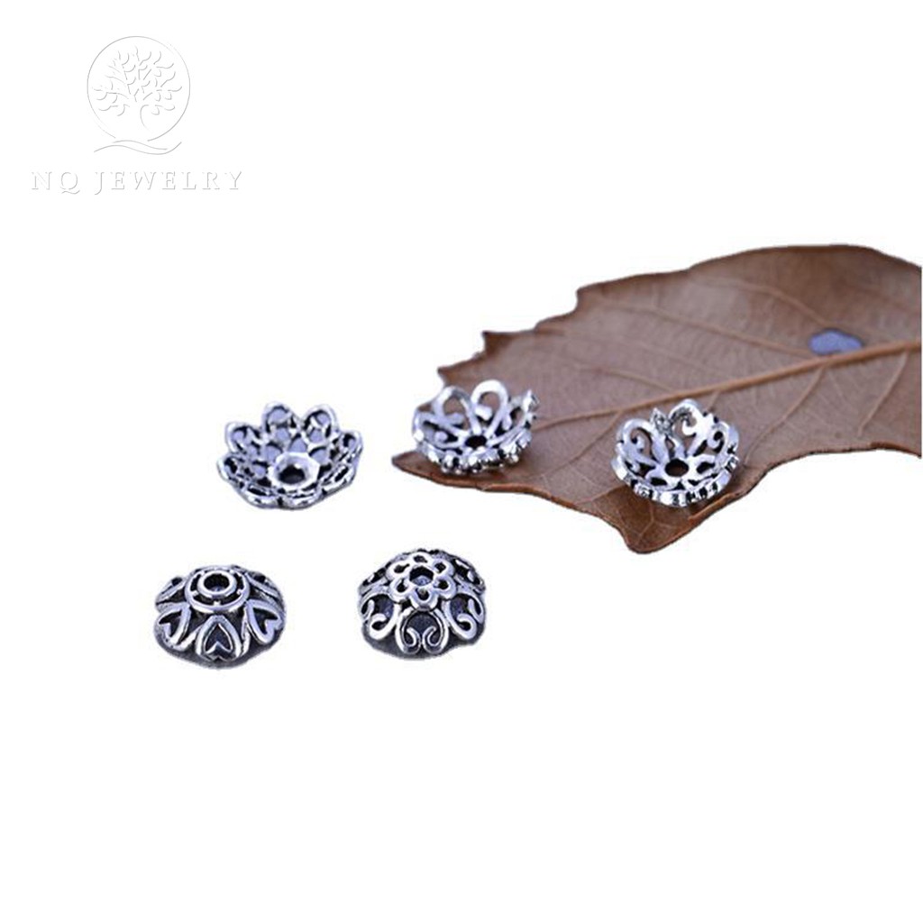 Charm bạc chụp hạt họa tiết - NQ Jewelry