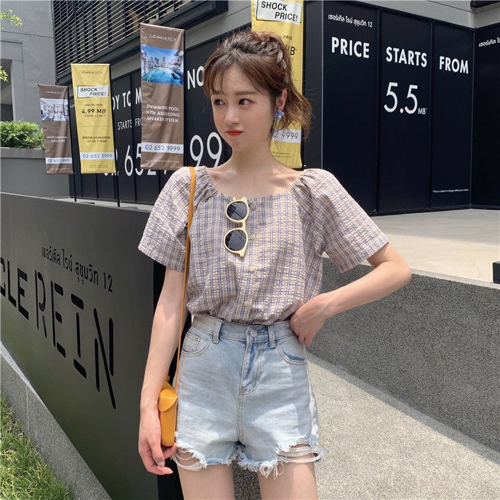 Áo Voan Cổ Vuông Kiểu Dáng Dễ Thương Xinh Xắn Cho Nữ