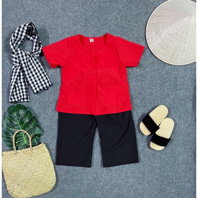 Bà Ba Lụa Cho Bé Gái Kèm Khăn Rằn 2 Màu