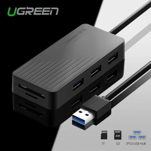 HUB Bộ chia USB 3.0 ra 3 cổng tích hợp đầu đọc thẻ SD/TF Ugreen 30413 chính hãng