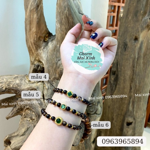 Vòng tay Trầm Hương Sánh Chìm mix charm Đá Xanh (mệnh Hoả - mệnh Mộc) nhiều mẫu - Vòng gỗ tự nhiên may mắn nam nữ