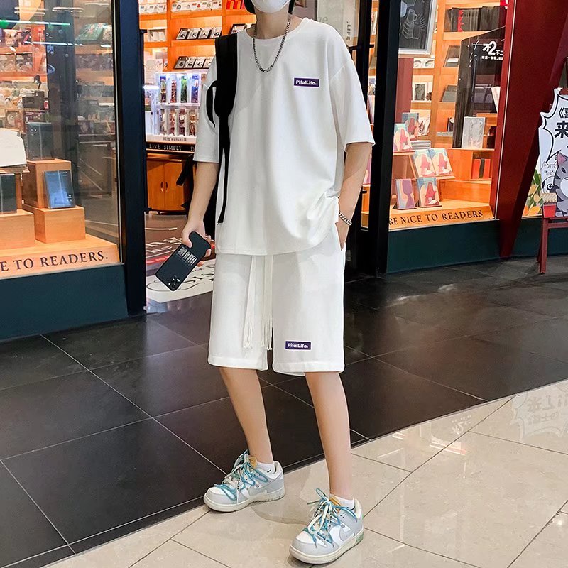 Set Áo Thun Tay Ngắn + Quần Short Màu Trơn bộ thể thao nam Phong Cách Hàn Quốc đồ bộ thể thao nữ Đơn Giản sét bộ thể thao Thời Trang bộ thể thao nam mùa hè