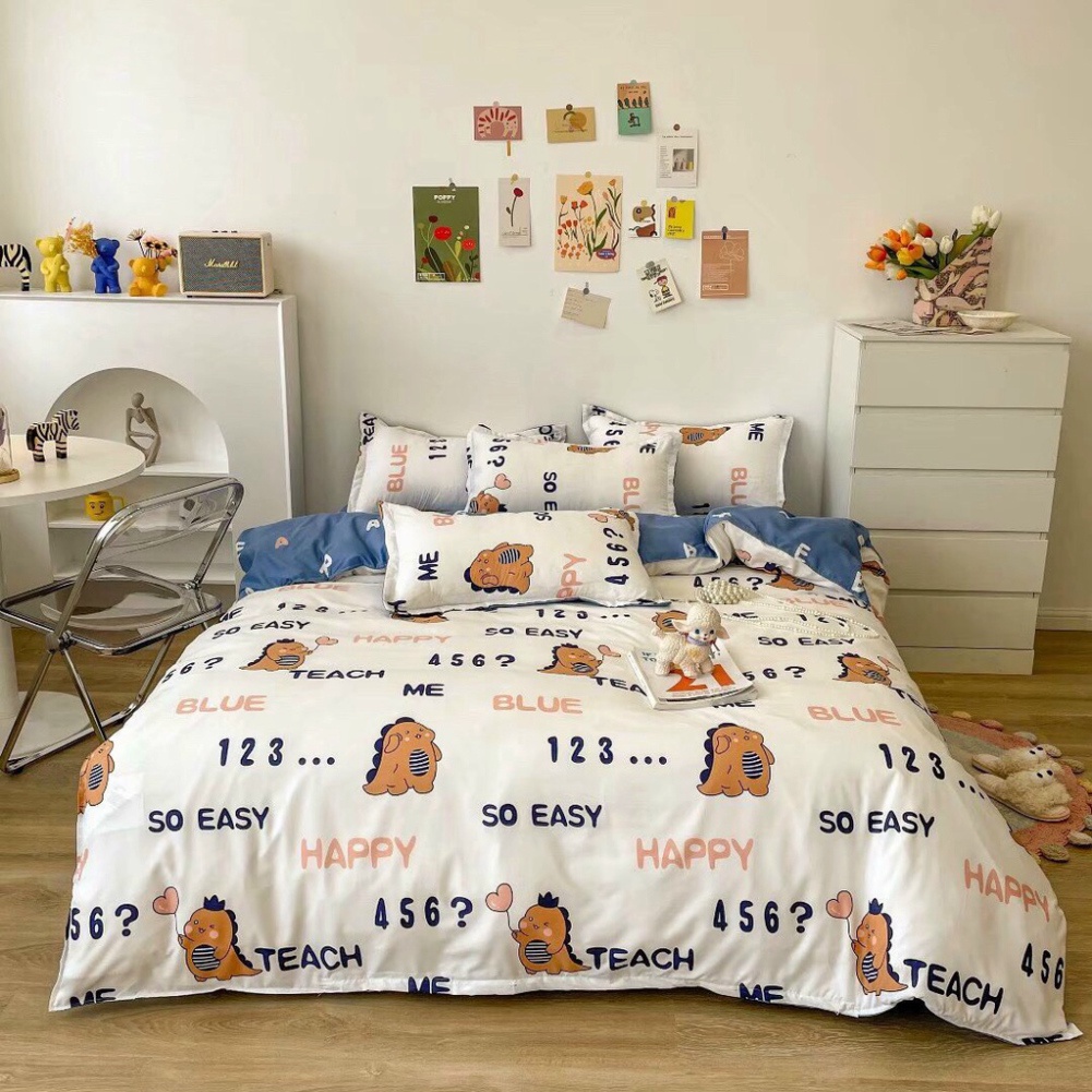Trọn Bộ 4 món  chăn ga Cotton poly hàn quốc _nhập khẩu loại 1_dầy dặn đủ kích thước miễn phí bo chun Giá rẻ