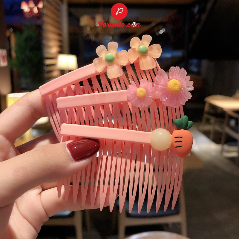 Xược Tóc Mái Nửa Đầu Nhựa Dẻo, Bờm Tóc Gắn Họa Tiết Hoa Dễ Thương Cho Bé Gái