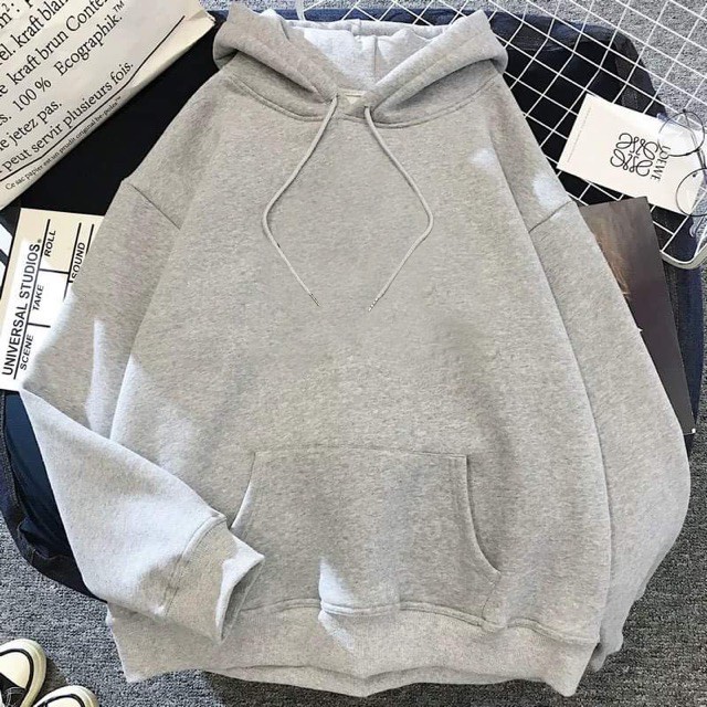 [ảnh thật] Áo hoodie nỉ bông cotton unisex trơn dưới 72kg - Trơn