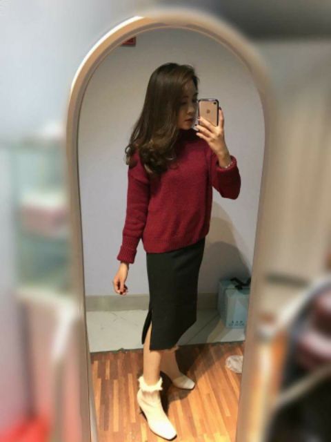 Chân váy len dài xẻ (ảnh thật) | BigBuy360 - bigbuy360.vn