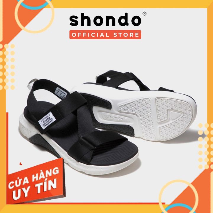 Giày sandal nam nữ SHONDO  F7 đế trắng quai đen đi học, đi chơi [HÀNG CHÍNH HÃNG]