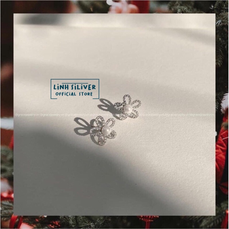 KHUYÊN TAI HÌNH HOA CỰC XINH - BÔNG TAI BẠC TA