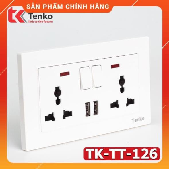 [ Chính Hãng ] Ổ Cắm USB Âm Tường Cổng Sạc 5V - 2100mAh Chống Giật Có Công Tắc Nguồn TK-TT-126