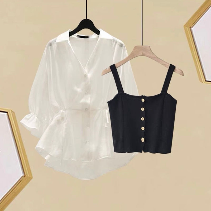 Jiashucheng Áo Sơ Mi Eo Hẹp Phong Cách Mới Dễ Phối Đồ Mùa Hè Cho Nữ