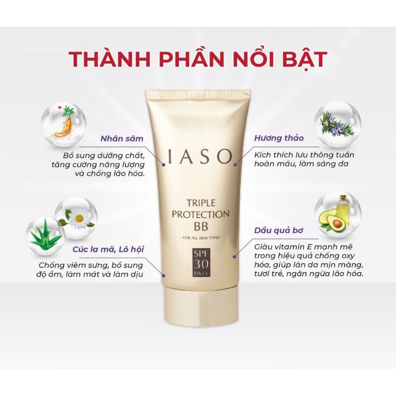 Kem lót trang điểm che khuyết điểm BB IASO Triple Protection BB SPF30 PA++