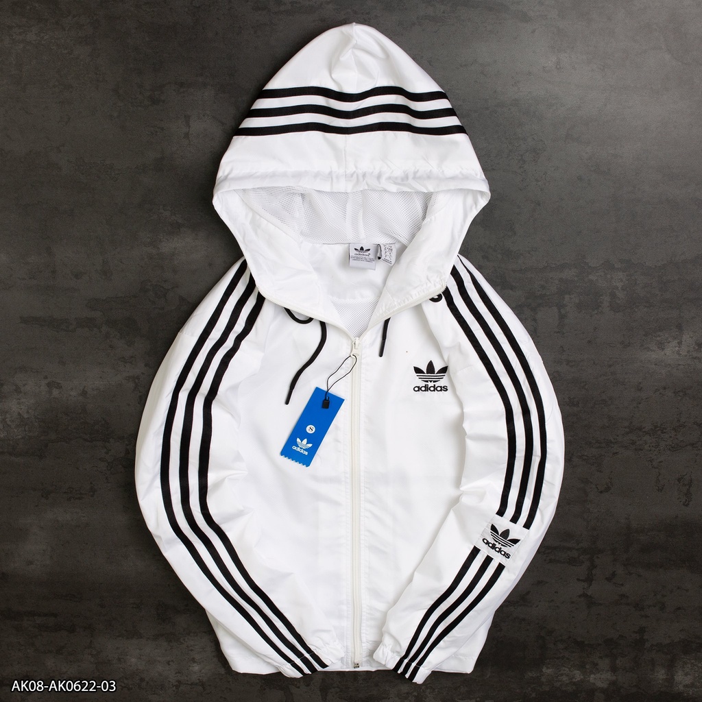 Áo khoác vải gió 2 lớp thể thao có mũ AK08 cao cấp - áo khoác nam VNXK- A.D.I.D.A.S