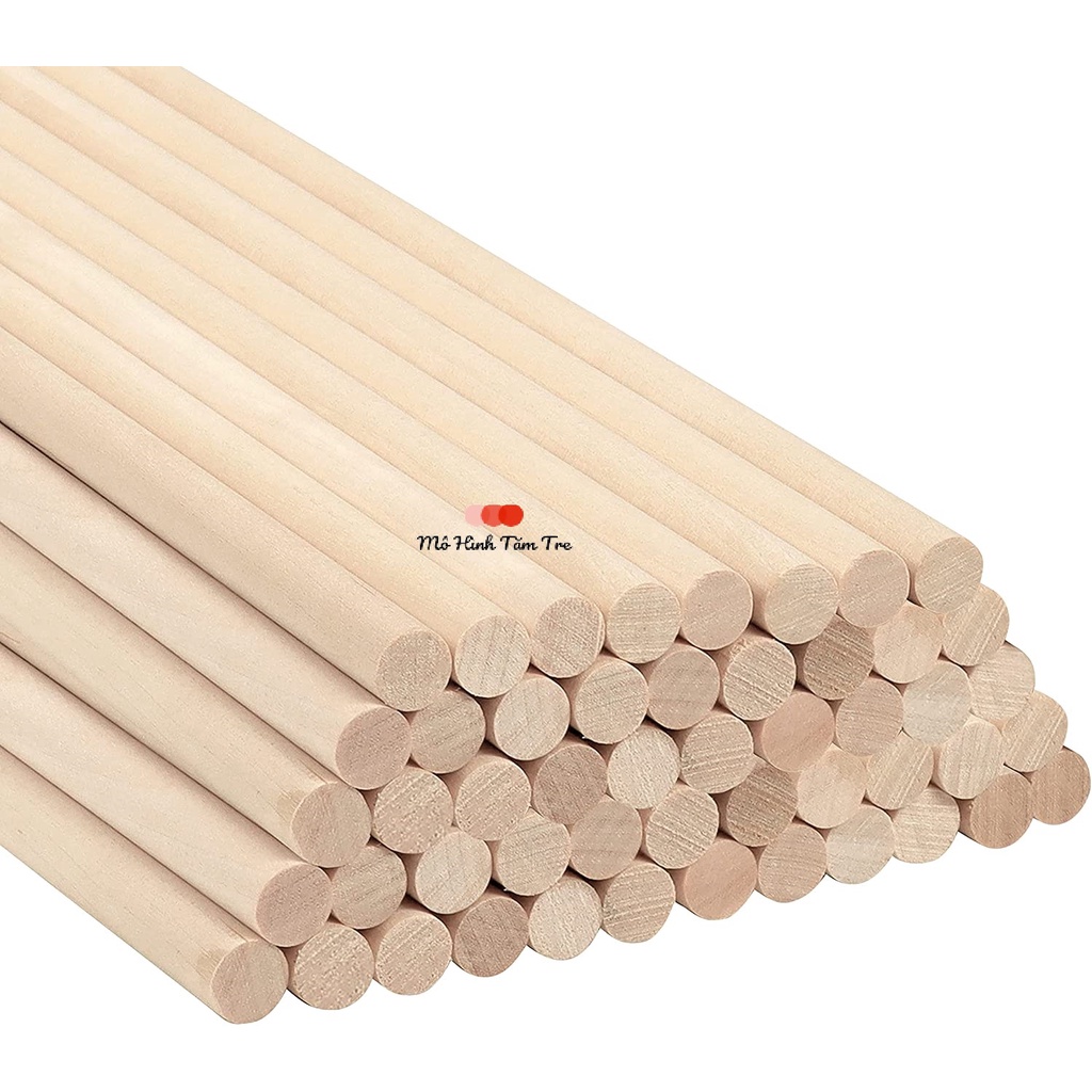 Combo 20 thanh gỗ thông tròn phi 8mm x 1m6 treo rèm , macrame