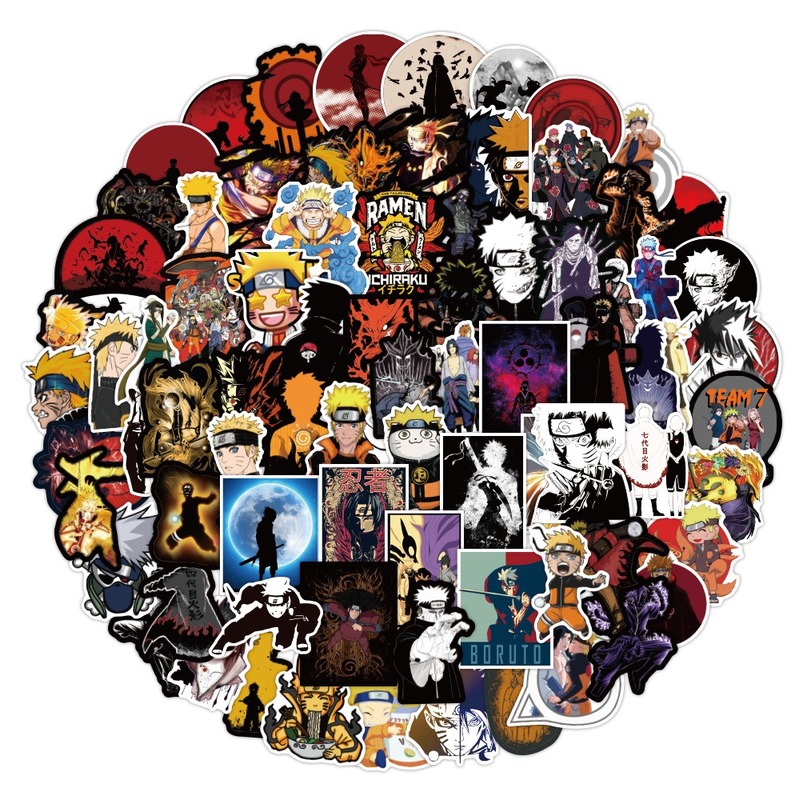 Bộ 100 Miếng Dán Chống Thấm Nước Hình naruto Độc Đáo
