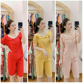 Đồ bộ nữ lửng mặc nhà chất đũi mát mẻ DB011