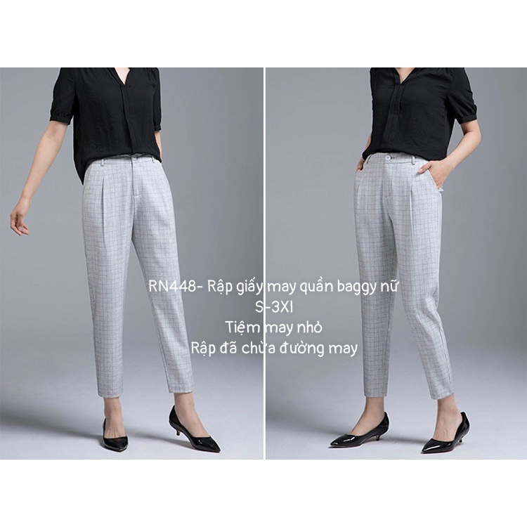 RN448_Rập giấy may quần baggy xêp li nữ